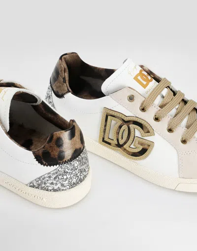 Dolce & Gabbana Logo-appliqué Animal-print Sneakers In Neutral