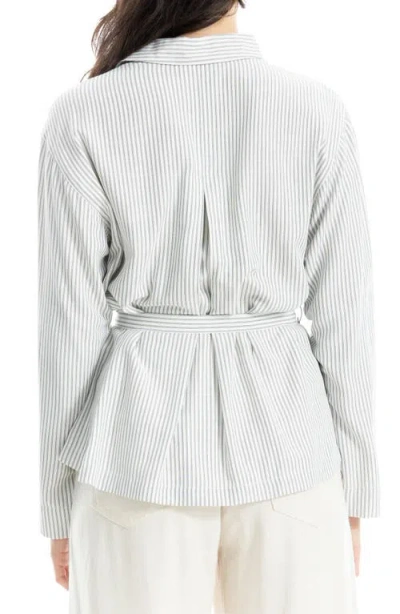 Max Studio Stripe Belted Button-up Shirt In Multi