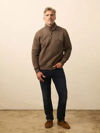 Faherty Epic Quilted Fleece Pullover In Brown