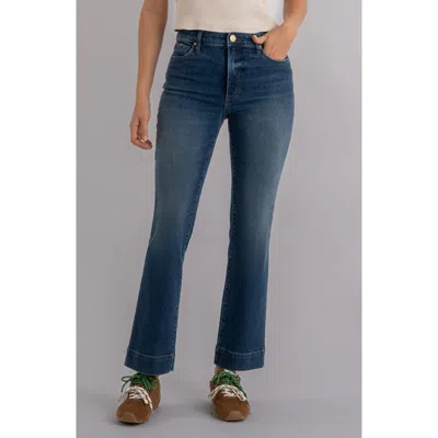 Kut From The Kloth Ana Fab Ab Braided Belt Loop High Waist Flare Jeans In Blue