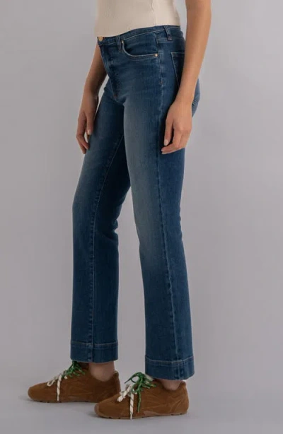 Kut From The Kloth Ana Fab Ab Braided Belt Loop High Waist Flare Jeans In Blue