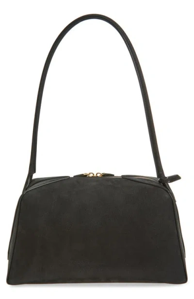 Alaïa Le Bouledogue Bowling Shoulder Bag In Nubuck Leather In Black