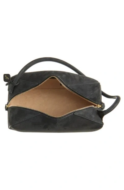 Alaïa Le Bouledogue Bowling Shoulder Bag In Nubuck Leather In Black