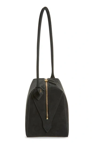 Alaïa Le Bouledogue Bowling Shoulder Bag In Nubuck Leather In Black