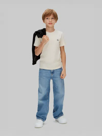 Calvin Klein Boys 2 Pack Monogram Top Set In White
