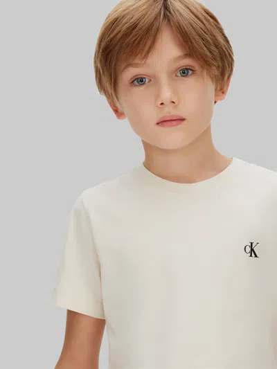 Calvin Klein Boys 2 Pack Monogram Top Set In White