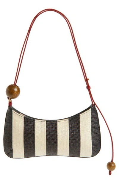 Jacquemus Le Bisou Perle Stripe Woven Raffia Shoulder Bag In Multi