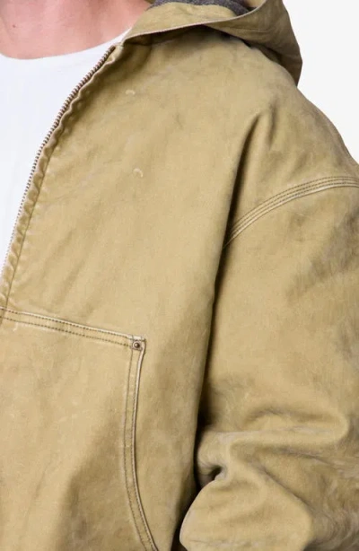 Mnml Stretch Cotton Work Jacket In Brown