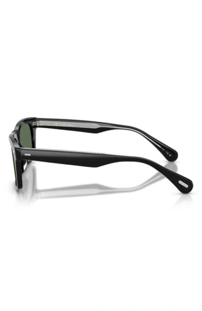 Oliver Peoples 0ov5596su Bold Rectangular Frame Sunglasses With Dark Green Lenses In Black