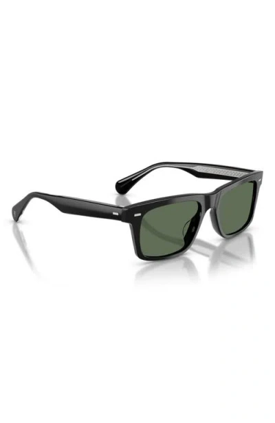 Oliver Peoples 0ov5596su Bold Rectangular Frame Sunglasses With Dark Green Lenses In Black