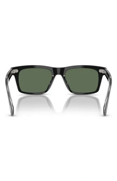 Oliver Peoples 0ov5596su Bold Rectangular Frame Sunglasses With Dark Green Lenses In Black
