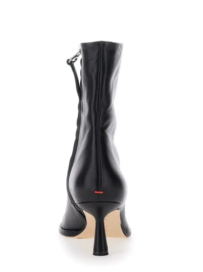 Aeyde Women Black Ankle Boots With Rounded Toe In Leather Woman In Black