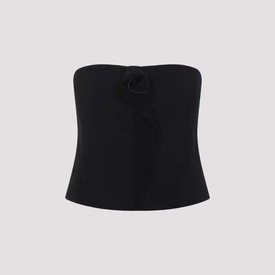 Giorgio Armani Strapless Top Fitted Silhouette Floral Detail In Black