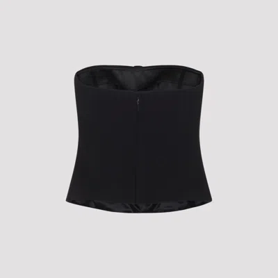 Giorgio Armani Strapless Top Fitted Silhouette Floral Detail In Black