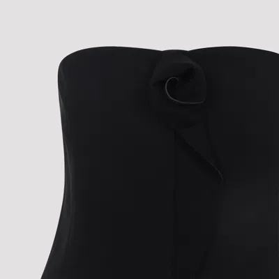 Giorgio Armani Strapless Top Fitted Silhouette Floral Detail In Black