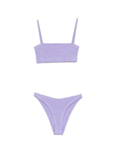 Hunza G Gigi Crinkle Two-piece Bikini Set In Purple