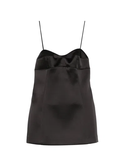 Rohe Paneled Duchesse-satin Peplum Bustier Top In Black