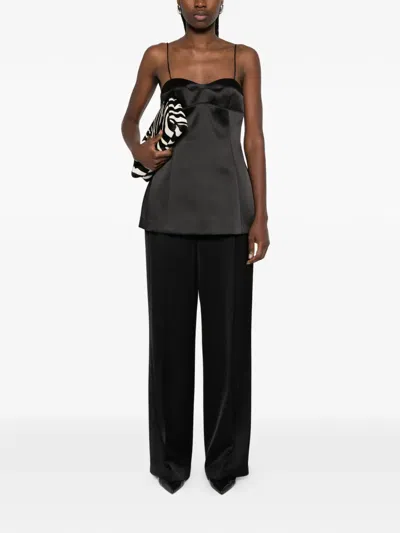 Rohe Paneled Duchesse-satin Peplum Bustier Top In Black