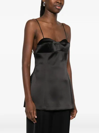 Rohe Paneled Duchesse-satin Peplum Bustier Top In Black
