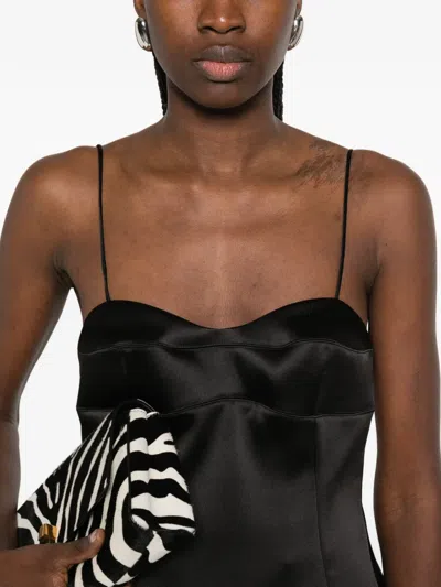 Rohe Paneled Duchesse-satin Peplum Bustier Top In Black