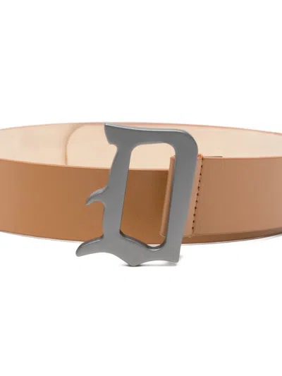 Dondup Logo-buckle Belt In Brown