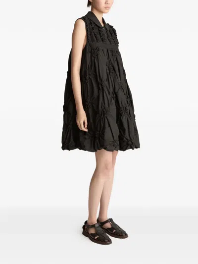Lee Mathews Johanna Ruffled Collar Mini Dress In Black