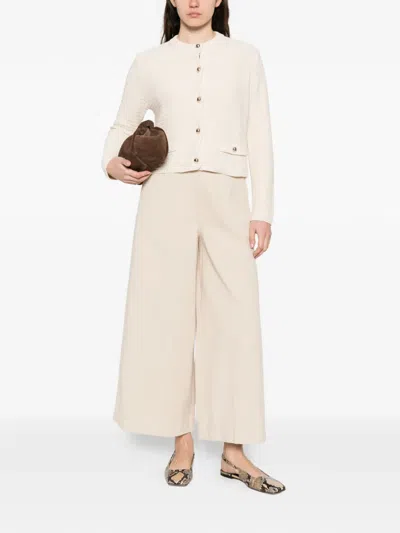 Weekend Max Mara Front-pocket Buttoned Cardigan In White
