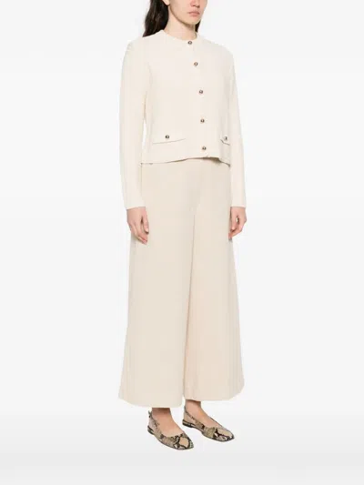 Weekend Max Mara Front-pocket Buttoned Cardigan In White