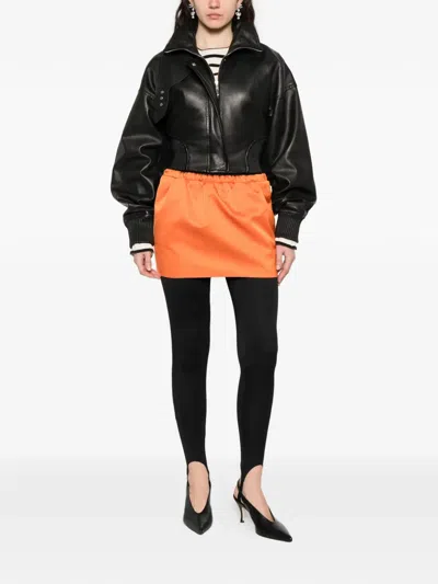 N°21 Elasticated Woven Mini Skirt In Orange