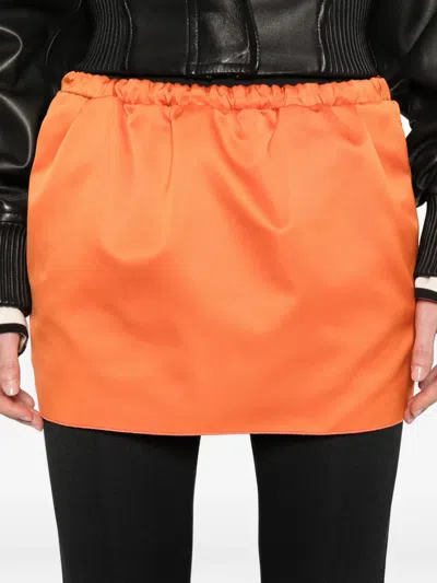 N°21 Elasticated Woven Mini Skirt In Orange
