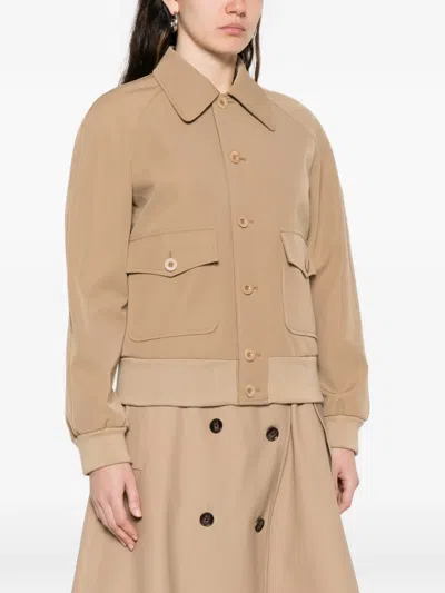 Apc Button-front Collared Bomber Jacket In Brown