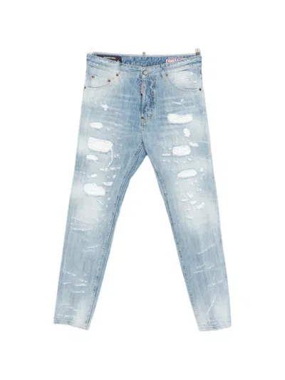 Dsquared2 Teddy Distressed Jeans In Blue