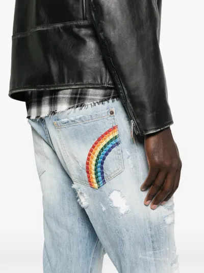 Dsquared2 Teddy Distressed Jeans In Blue
