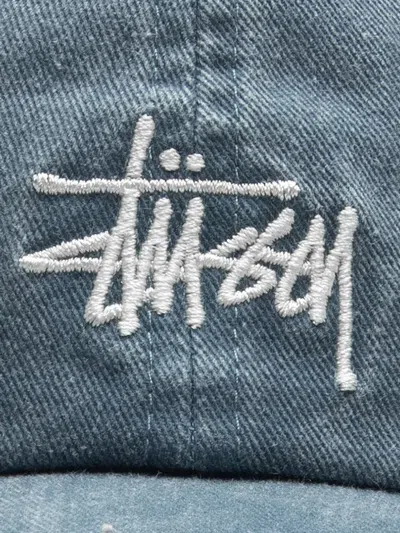 Stussy Washed Embroidered Basic Cap In Blue
