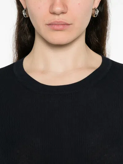 P.a.r.o.s.h Ribbed Short Sleeves Pullover In Blue