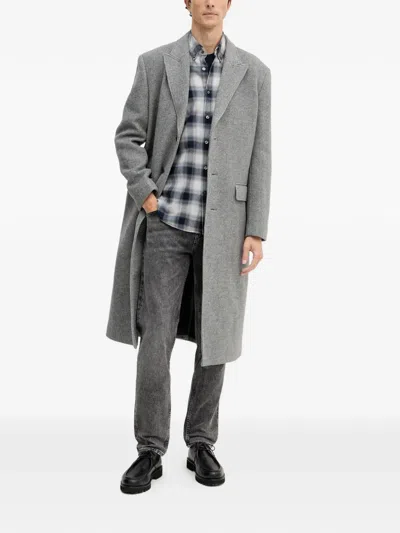 Trussardi Herringbone Pattern Coat In Gray