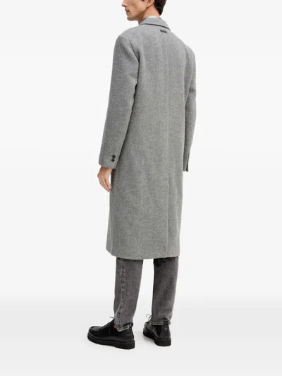 Trussardi Herringbone Pattern Coat In Gray