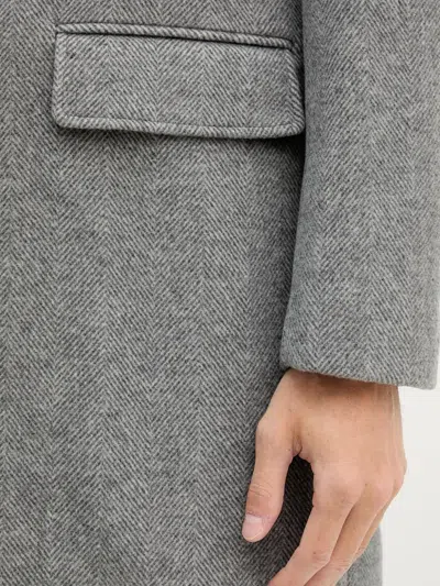 Trussardi Herringbone Pattern Coat In Gray
