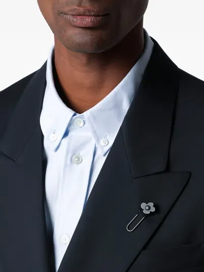 Lardini Iconic Double-breasted Virgin Wool Suit Jacket For Men In Blue