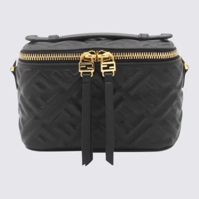 Fendi Women Vanity Leather Shoulder Bag With Ff Motif In Black