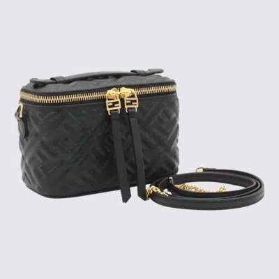 Fendi Women Vanity Leather Shoulder Bag With Ff Motif In Black
