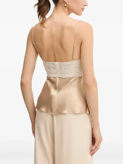 Bardot Lace-panel Top In Neutral