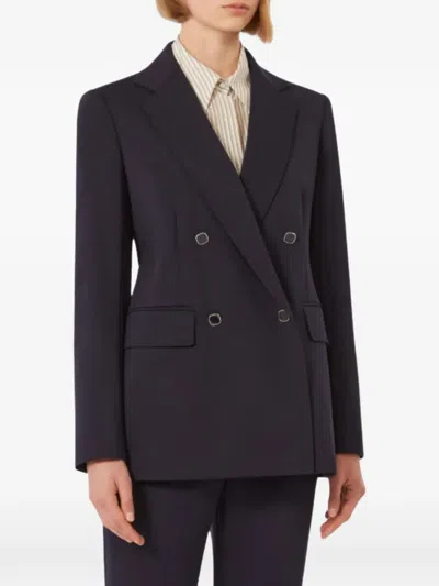 Max Mara Double-breasted Buttoned Jacket In Blue