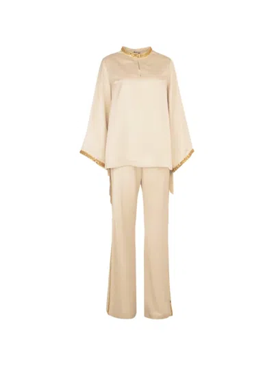 Baruni Samar Flared-sleeves Blouse And Trousers Set In Neutral