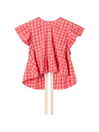 Lee Mathews Nina Ruffled Check Blouse In Pink