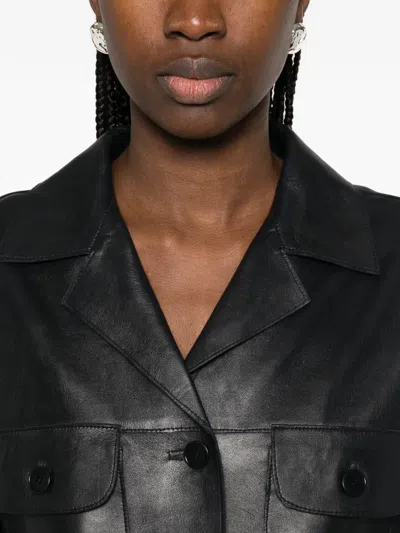 P.a.r.o.s.h Maciock Button-front Leather Jacket In Black
