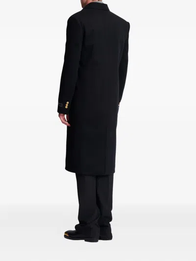 Balmain Single-breasted Wool Coat In Blue