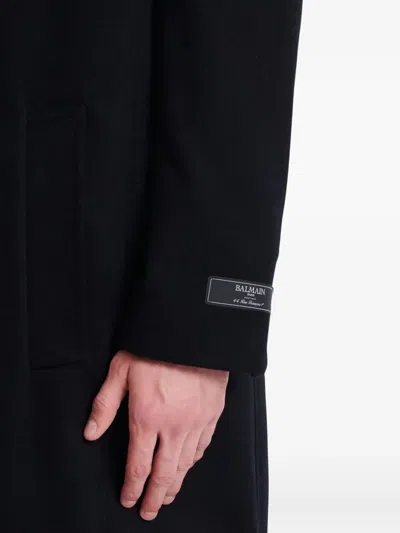Balmain Single-breasted Wool Coat In Blue