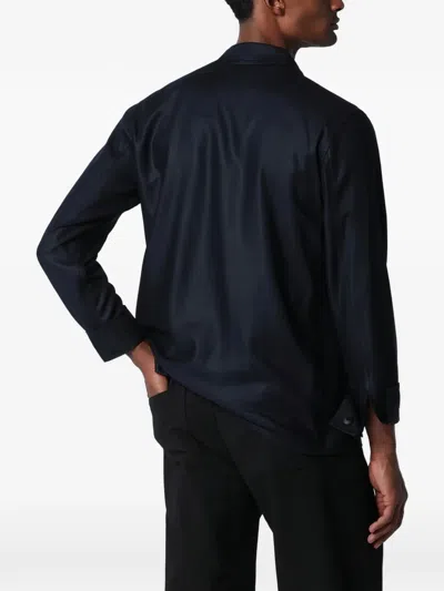 Tagliatore Buttoned Flap-pocket Overshirt In Blue
