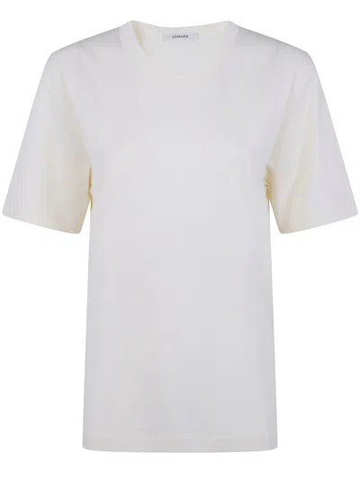 Lemaire Rib Minimalist Classic Crew Neck Cotton T-shirt In White